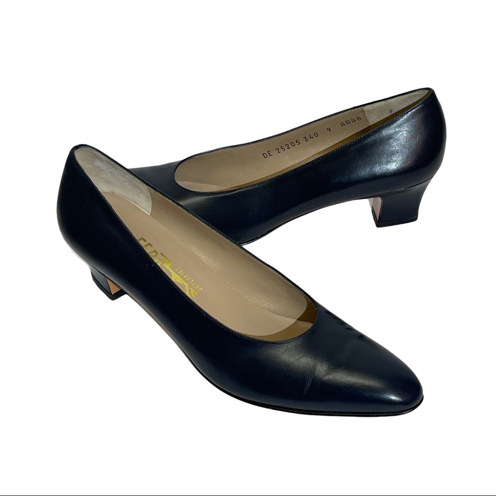 Salvatore Ferragamo Blue Leather Womens Heels 9